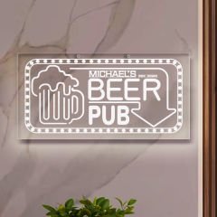 BK Gift Kişiye Özel İsimli Akrilik Bar Tabelası(38x19cm)-20, Home Bar Tabela, Duvar Dekoru