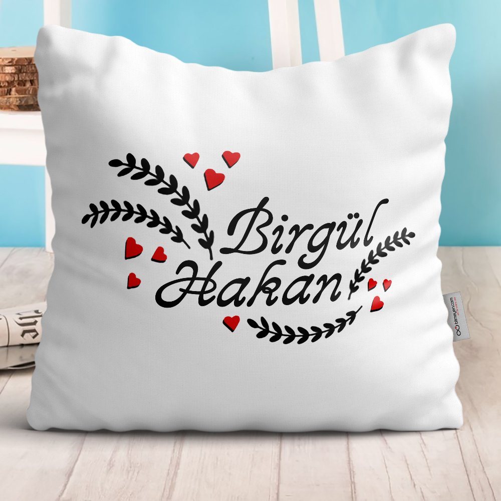 Kişiye Özel Sevgililer Günü Tasarımlı Beyaz Yastık - 33