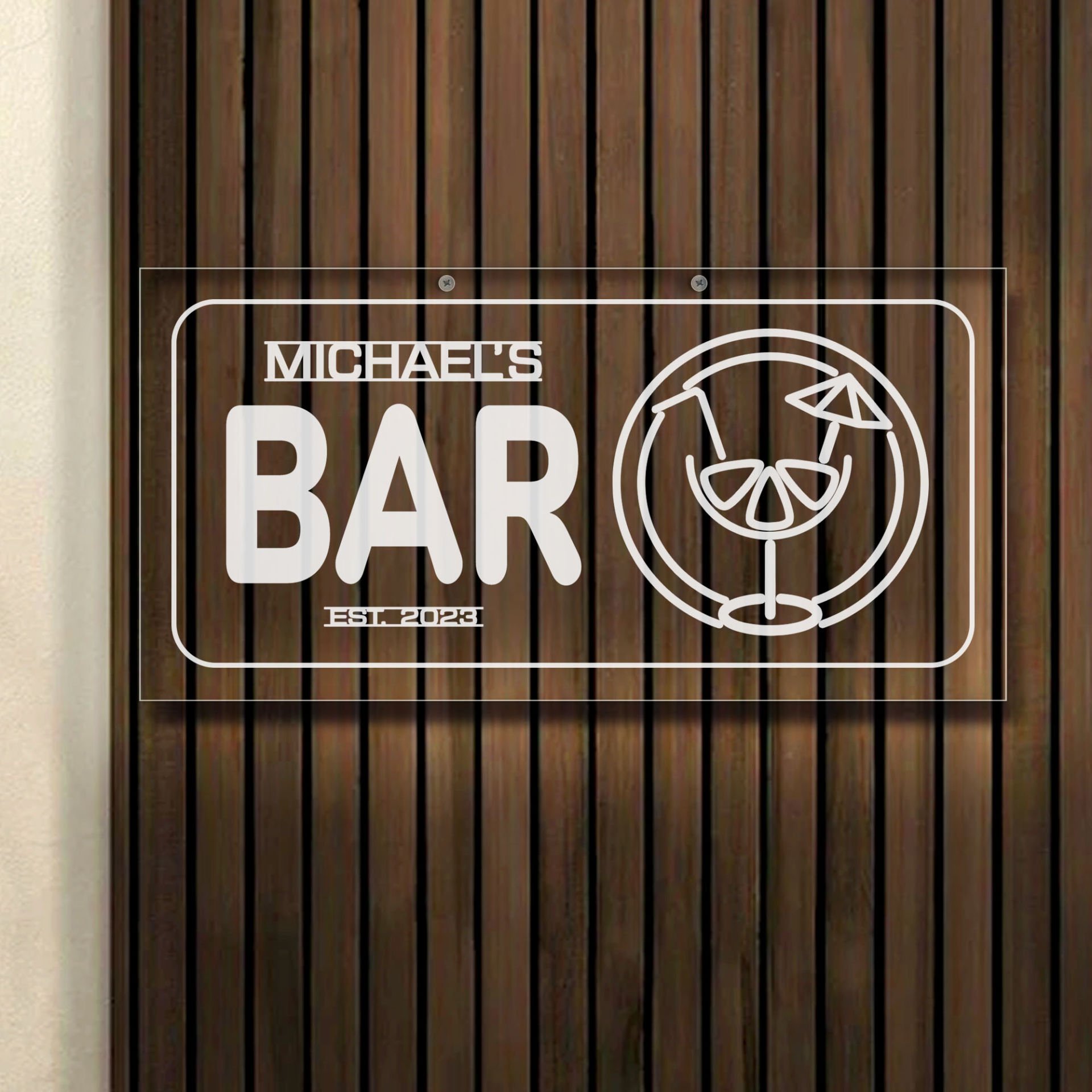 BK Gift Kişiye Özel İsimli Akrilik Bar Tabelası(38x19cm)-21, Home Bar Tabela, Duvar Dekoru