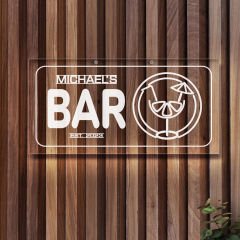 BK Gift Kişiye Özel İsimli Akrilik Bar Tabelası(38x19cm)-21, Home Bar Tabela, Duvar Dekoru