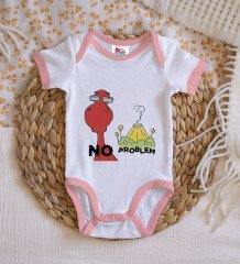 BK Kids No Problem Tasarımlı Pembe Bebek Body Zıbın-1