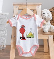 BK Kids No Problem Tasarımlı Pembe Bebek Body Zıbın-1
