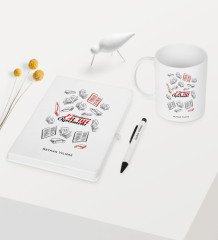 Kişiye Özel Dünyanın En İyi Öğretmeni Temalı Beyaz Defter Kalem Kupa Seti - 7