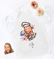 BK Gift Kişiye Özel Karikatürlü Anneler Günü Tasarımlı Beyaz Mutfak Önlüğü, Aşçı Önlüğü, Şef Önlüğü, Anneye Hediye-10