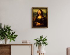 BK Home Mona Lisa Tasarımlı Doğal Masif Ahşap Çerçeveli Tablo 45x65cm-1