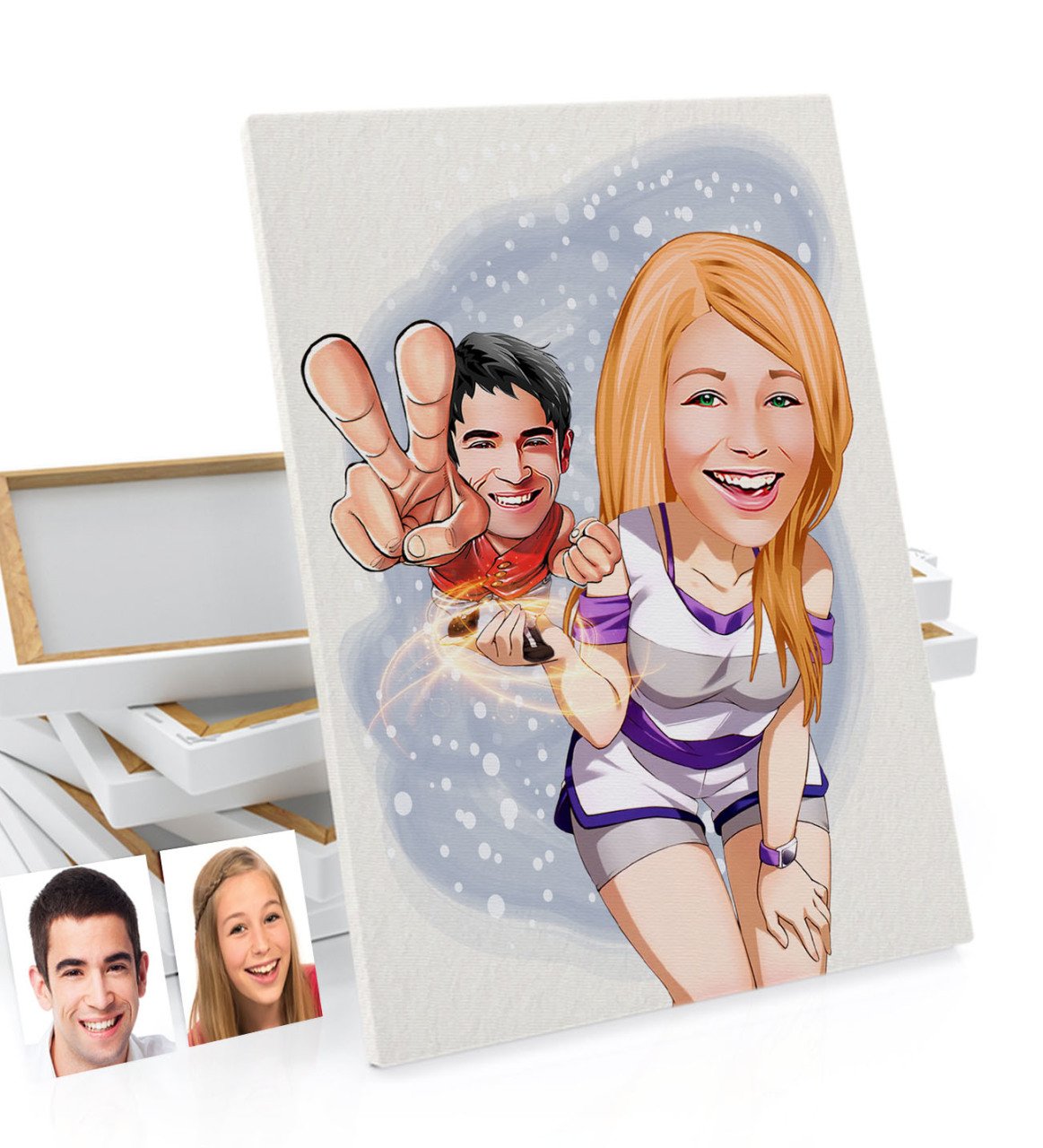 Kişiye Özel Sevgililer Karikatürlü Kanvas Tablo 50x70cm-30