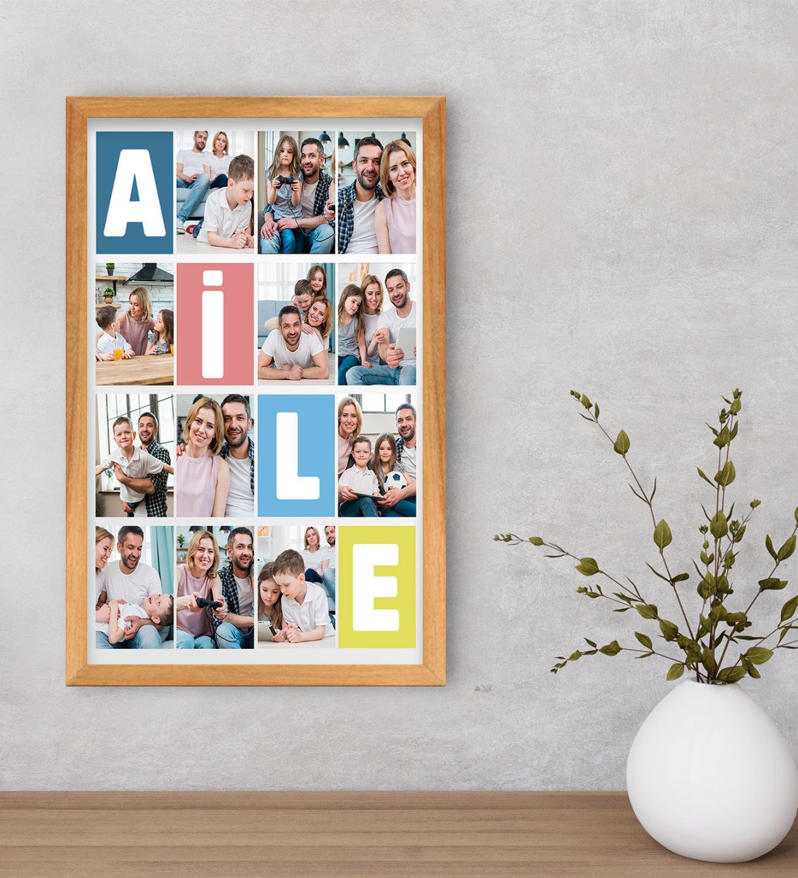 Kişiye Özel Aile Temalı Dekoratif Retro Ahşap Çerçeveli Tablo-1