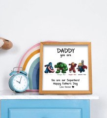 BK Gift Babalar Günü Süper Kahramanımsın Kabartma Figürlü Ahşap Tablo - Model 1 (İngilizce Mesajlı)