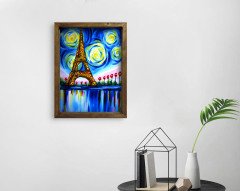 BK Home Paris Tasarımlı Doğal Masif Ahşap Çerçeveli Tablo 45x65cm-2