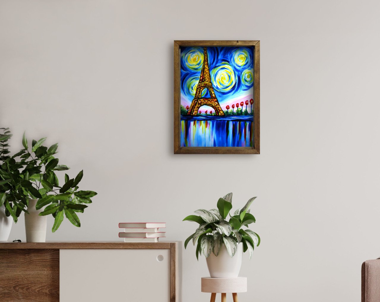 BK Home Paris Tasarımlı Doğal Masif Ahşap Çerçeveli Tablo 45x65cm-2