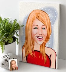 Kişiye Özel Bayan Karikatürlü Kanvas Tablo 30x50cm-33