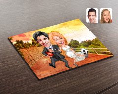 Kişiye Özel Sevgililer Karikatürlü Ahşap Puzzle-15