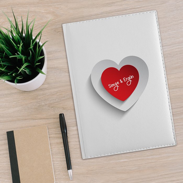 Kişiye Özel 2023 Beyaz Deri Ajanda (Sevgililer Günü Temalı-41)