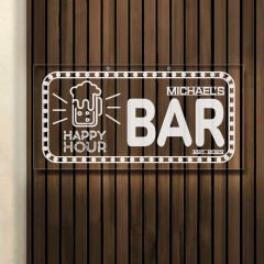 BK Gift Kişiye Özel İsimli Akrilik Bar Tabelası(38x19cm)-26, Home Bar Tabela, Duvar Dekoru
