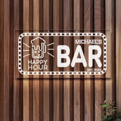 BK Gift Kişiye Özel İsimli Akrilik Bar Tabelası(38x19cm)-26, Home Bar Tabela, Duvar Dekoru