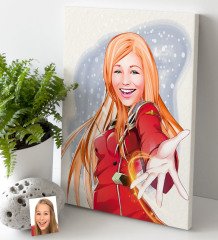 Kişiye Özel Bayan Karikatürlü Kanvas Tablo 30x50cm-34