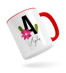 Kişiye Özel Harf ve İsim Tasarımlı Kırmızı Kupa Bardak-4