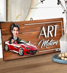 BK Gift Kişiye Özel Galeri Karikatürlü Dekoratif Ahşap Tabela