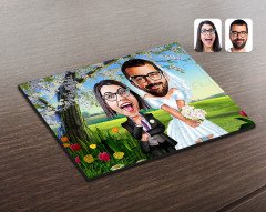Kişiye Özel Sevgililer Karikatürlü Ahşap Puzzle-16