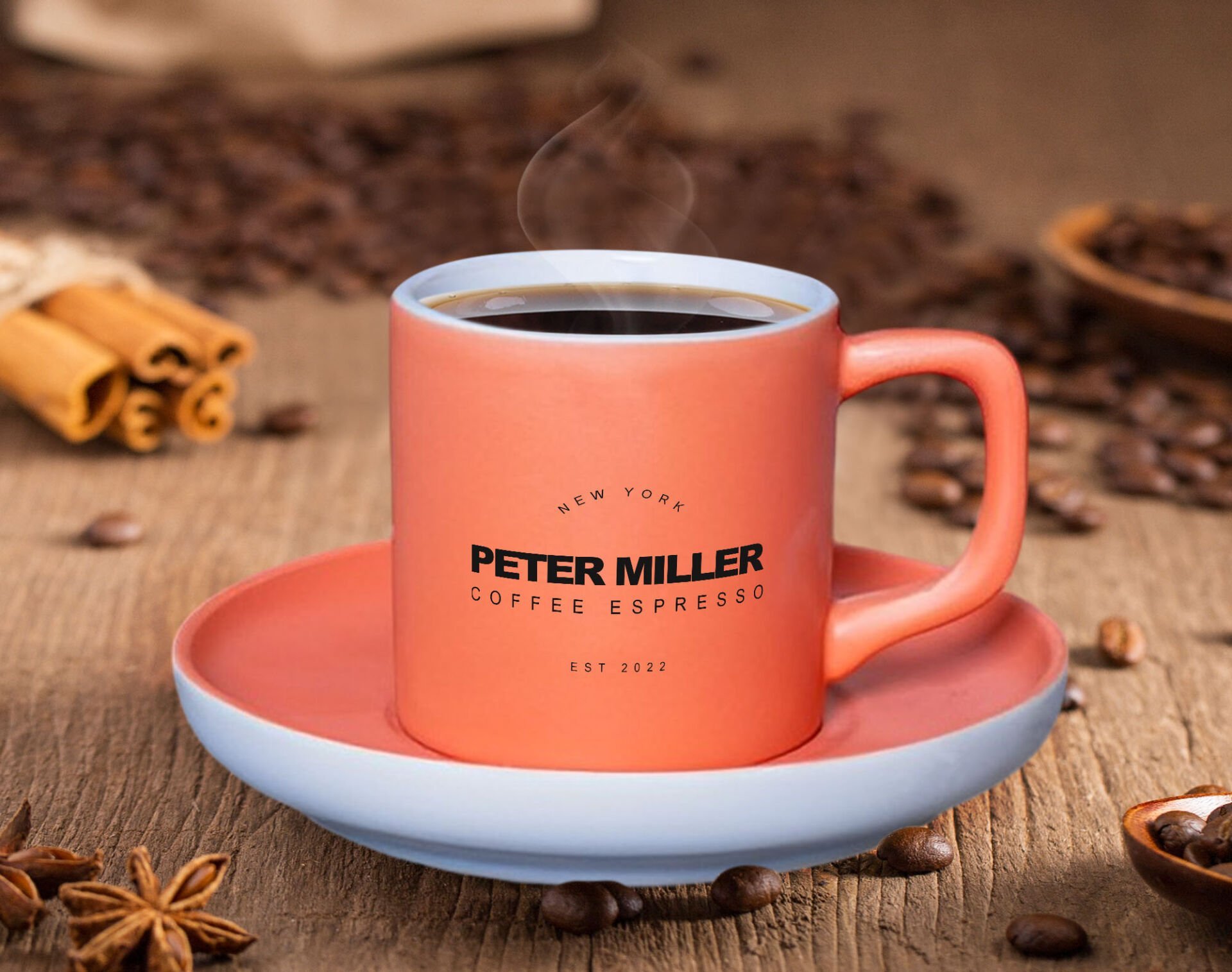 BK Gift Kişiye Özel Tarihli İsimli Mat Somon Renk Türk Kahvesi Fincanı-5 Renkli Türk Kahvesi Fincanı, Arkadaşa Hediye, Anneye Hediye, Kahve Fincanı