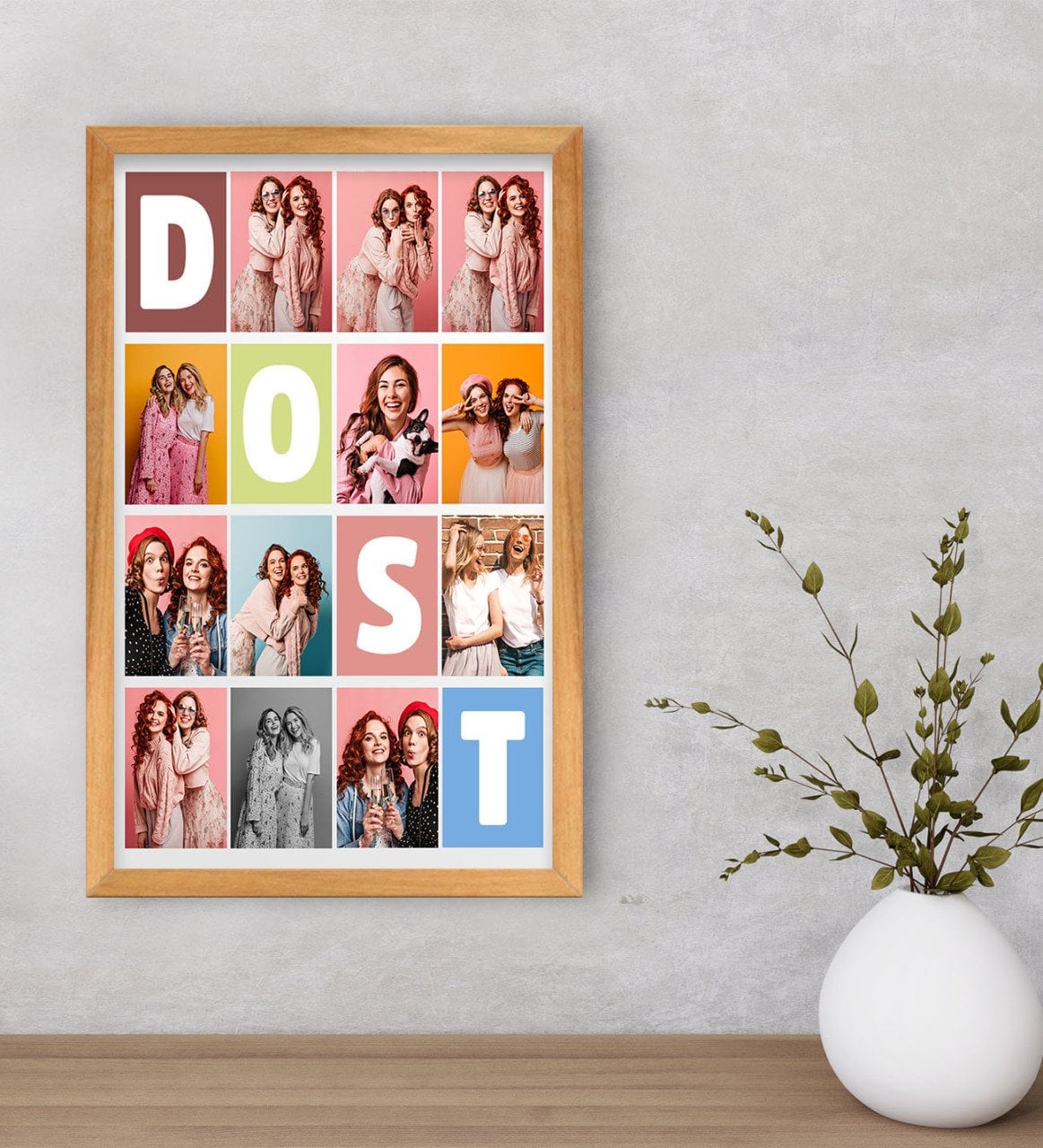 Kişiye Özel Dost Temalı Dekoratif Retro Ahşap Çerçeveli Tablo-1