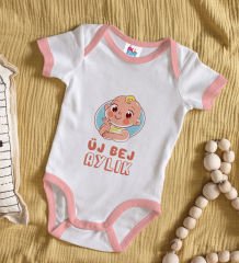 BK Kids Vidi Vidi Etma Tasarımlı Pembe Bebek Body Zıbın-1