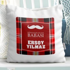 Kişiye Özel Dekoratif Beyaz Yastık (Babalar Günü Temalı) 24