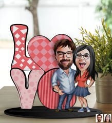 BK Gift Kişiye Özel Sevgililer Karikatürlü 3D Ahşap Biblo, Sevgili Biblo, Ahşap Biblo, Sevgiliye Hediye, Sevgililer Günü Hediyesi-9