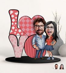 BK Gift Kişiye Özel Sevgililer Karikatürlü 3D Ahşap Biblo, Sevgili Biblo, Ahşap Biblo, Sevgiliye Hediye, Sevgililer Günü Hediyesi-9