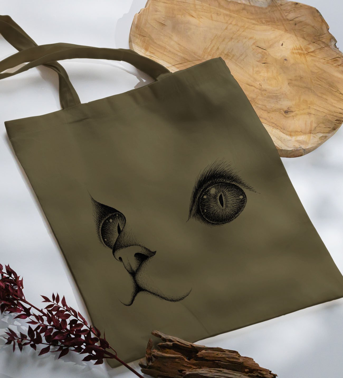 BK Gift Kedi Tasarımlı Haki Kumaş Bez Çanta, Baskılı Omuz Çantası, Alışveriş Çantası, Arkadaşa Hediye-1BK Gift Kedi Tasarımlı-1 Haki Kumaş Bez Çanta, Baskılı Omuz Çantası, Alışveriş Çantası, Arkadaşa Hediye