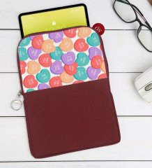 Kişiye Özel Sevgililer Karikatürlü Taşınabilir Koruyucu Tablet Kılıfı & Organizer Çanta - Bordo-55