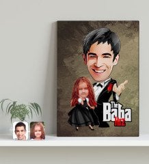 Kişiye Özel Godfather Baba Kız Karikatürlü Kanvas Tablo 30x50cm-1