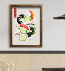 BK Gift Cafe & Bar & Restaurant Konseptli Doğal Masif Ahşap Çerçeveli Tablo-1