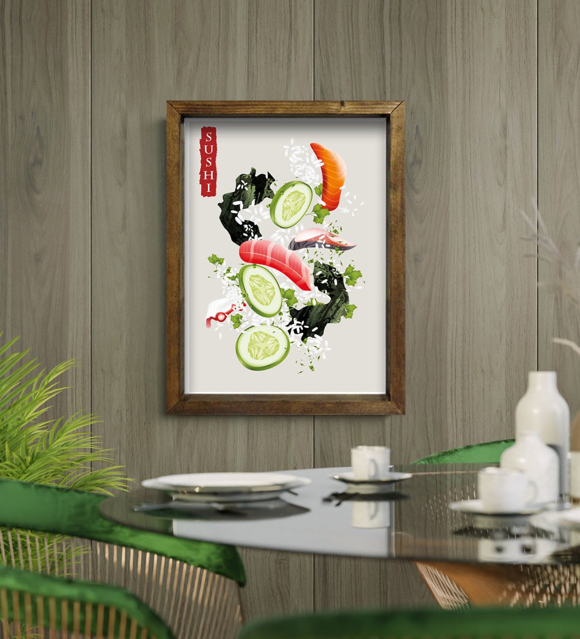 BK Gift Cafe & Bar & Restaurant Konseptli Doğal Masif Ahşap Çerçeveli Tablo-1