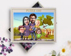 BK Gift Kişiye Özel Aile Tasarımlı 1000 Parça Profesyonel Puzzle, 3'lü  Portre, Aileye Hediye Puzzle-7