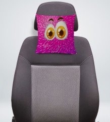 Kişiye Özel İsimli Emoji Tasarımlı Kare Araç Koltuk Yastığı-2