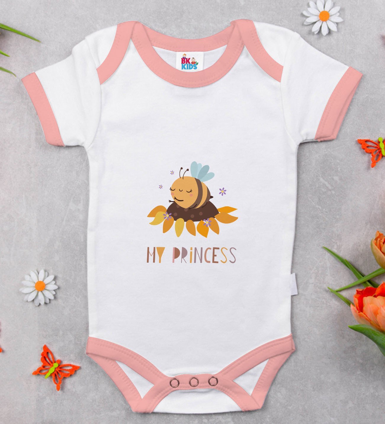 BK Kids My Princess Tasarımlı Pembe Bebek Body Zıbın-1