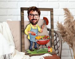 BK Gift Kişiye Özel Barbekü Karikatürlü 3D Ahşap Tablo, Sevgiliye Hediye, Arkadaşa Hediye, Yıl Dönümü Hediyesi, Doğum Günü Hediyesi-1