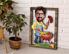 BK Gift Kişiye Özel Barbekü Karikatürlü 3D Ahşap Tablo, Sevgiliye Hediye, Arkadaşa Hediye, Yıl Dönümü Hediyesi, Doğum Günü Hediyesi-1