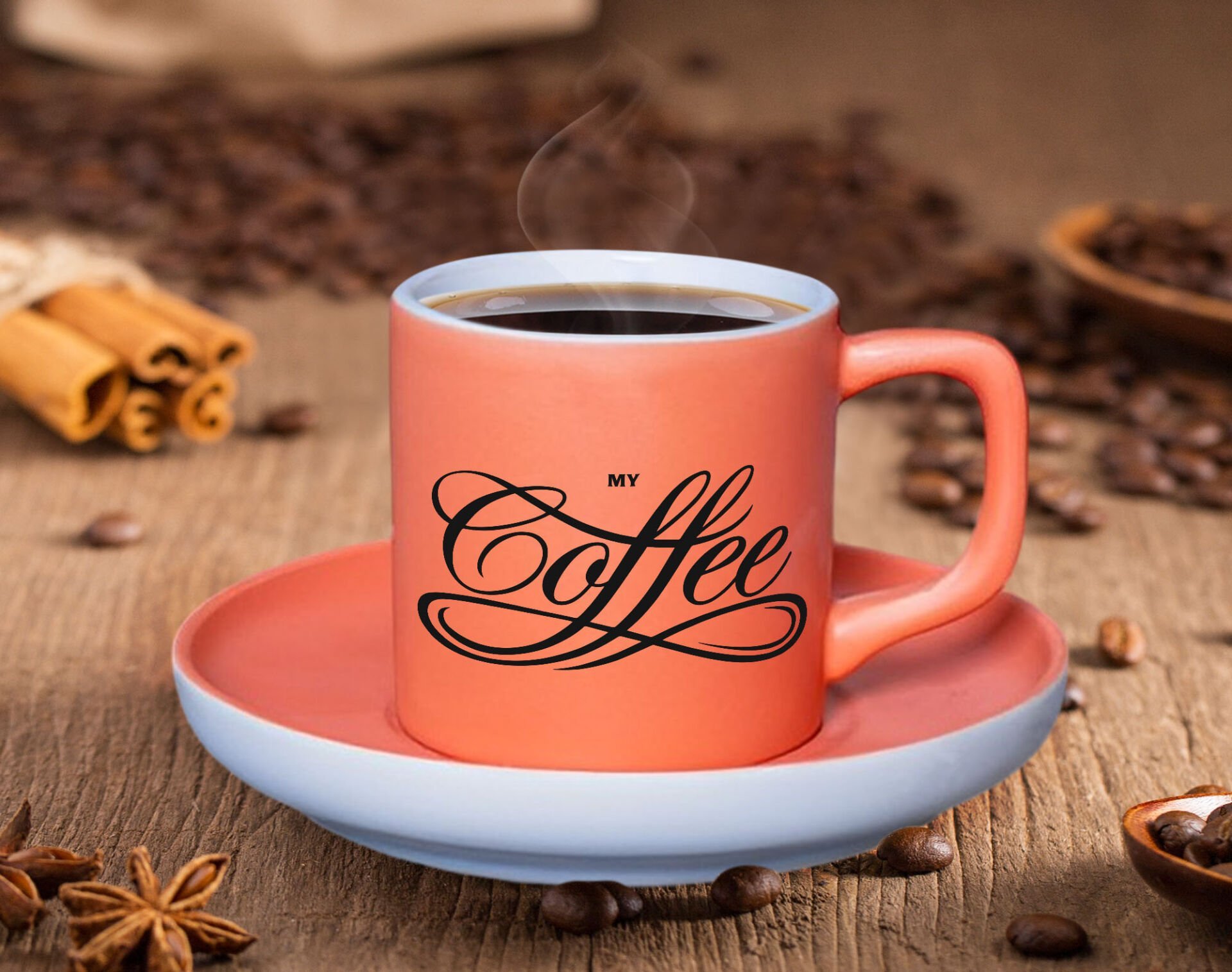 BK Gift Mat Somon Renk Türk Kahvesi Fincanı-2 Renkli Türk Kahvesi Fincanı, Arkadaşa Hediye, Anneye Hediye, Kahve Fincanı