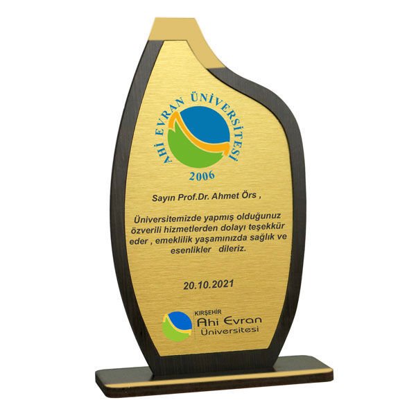 Sublimasyon Metal Baskılı  Ahşap Plaket - Altın Metalli