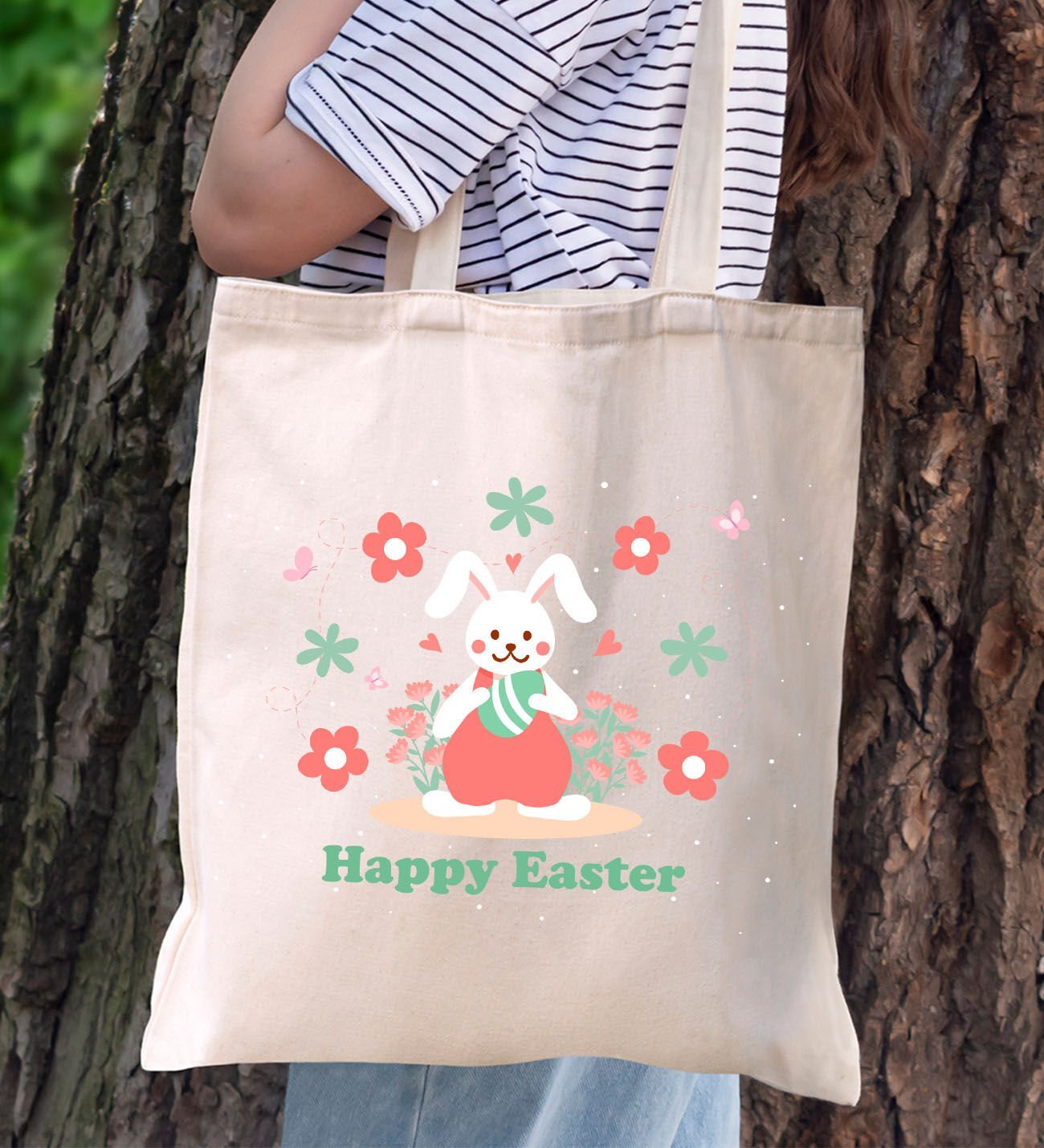 BK Gift Happy Easter Tasarımlı Kanvas Bez Çanta, Baskılı Omuz Çantası, Alışveriş Çantası, Plaj Çantası, Arkadaşa Hediye-9