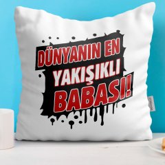Kişiye Özel Dekoratif Beyaz Yastık (Babalar Günü Temalı) 31
