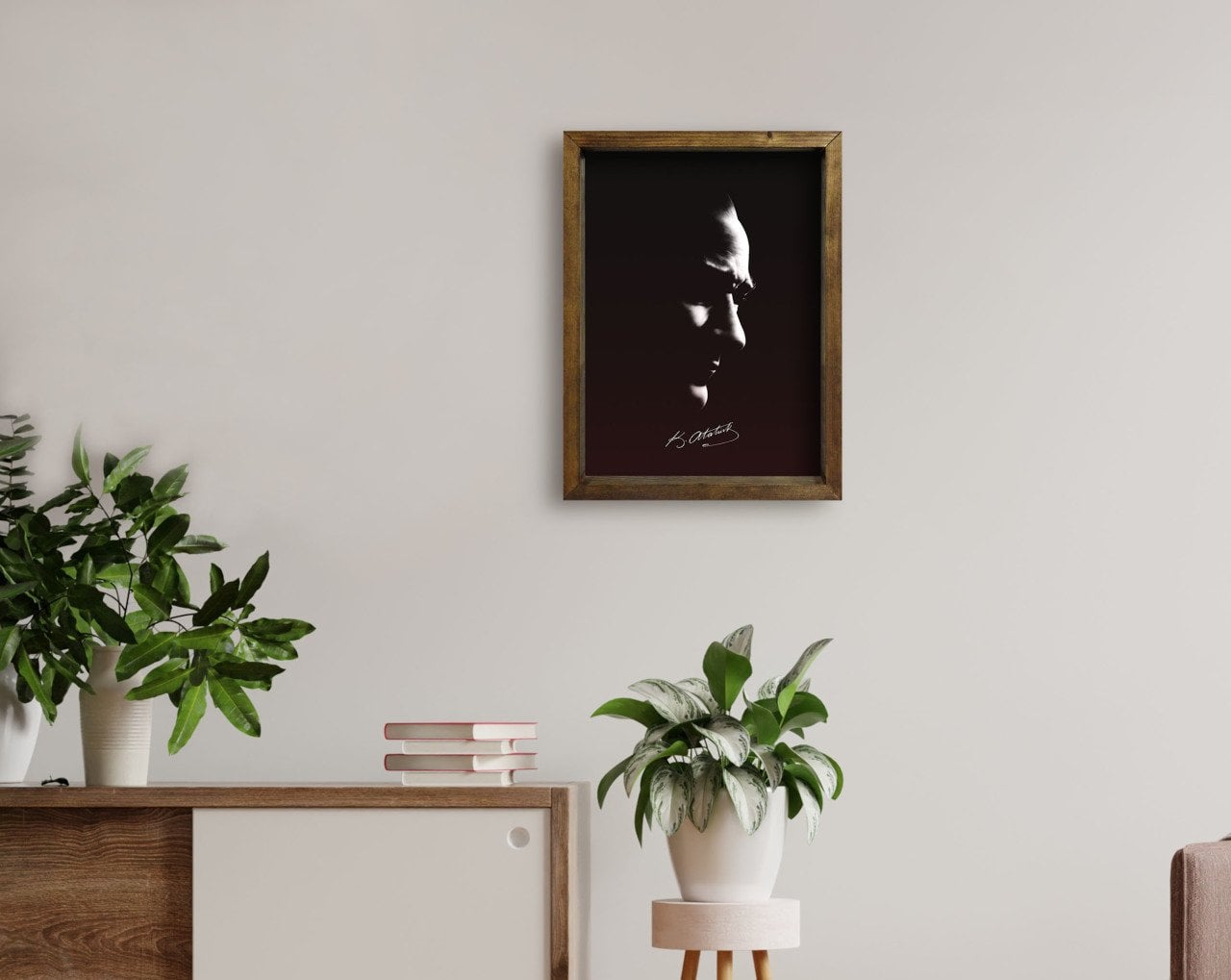 BK Home Atatürk Tasarımlı Doğal Masif Ahşap Çerçeveli Tablo 45x65cm-9