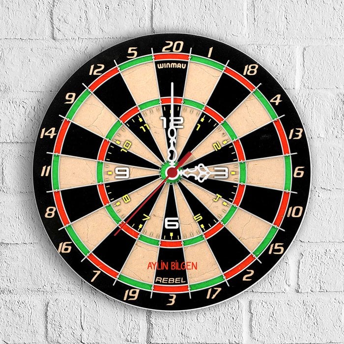 Kişiye Özel Dart Tasarımlı Ahşap Duvar Saati (30 cm.) - 1