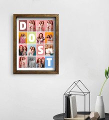 Kişiye Özel Dost Temalı Doğal Masif Ahşap Çerçeveli Tablo 30x40cm-1
