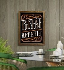 BK Gift Cafe & Bar & Restaurant Konseptli Doğal Masif Ahşap Çerçeveli Tablo-7