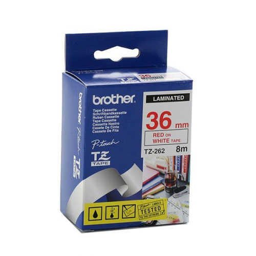 Brother TZ-262 (36MM) Kırmızı Lamine Etiket  (T7969)