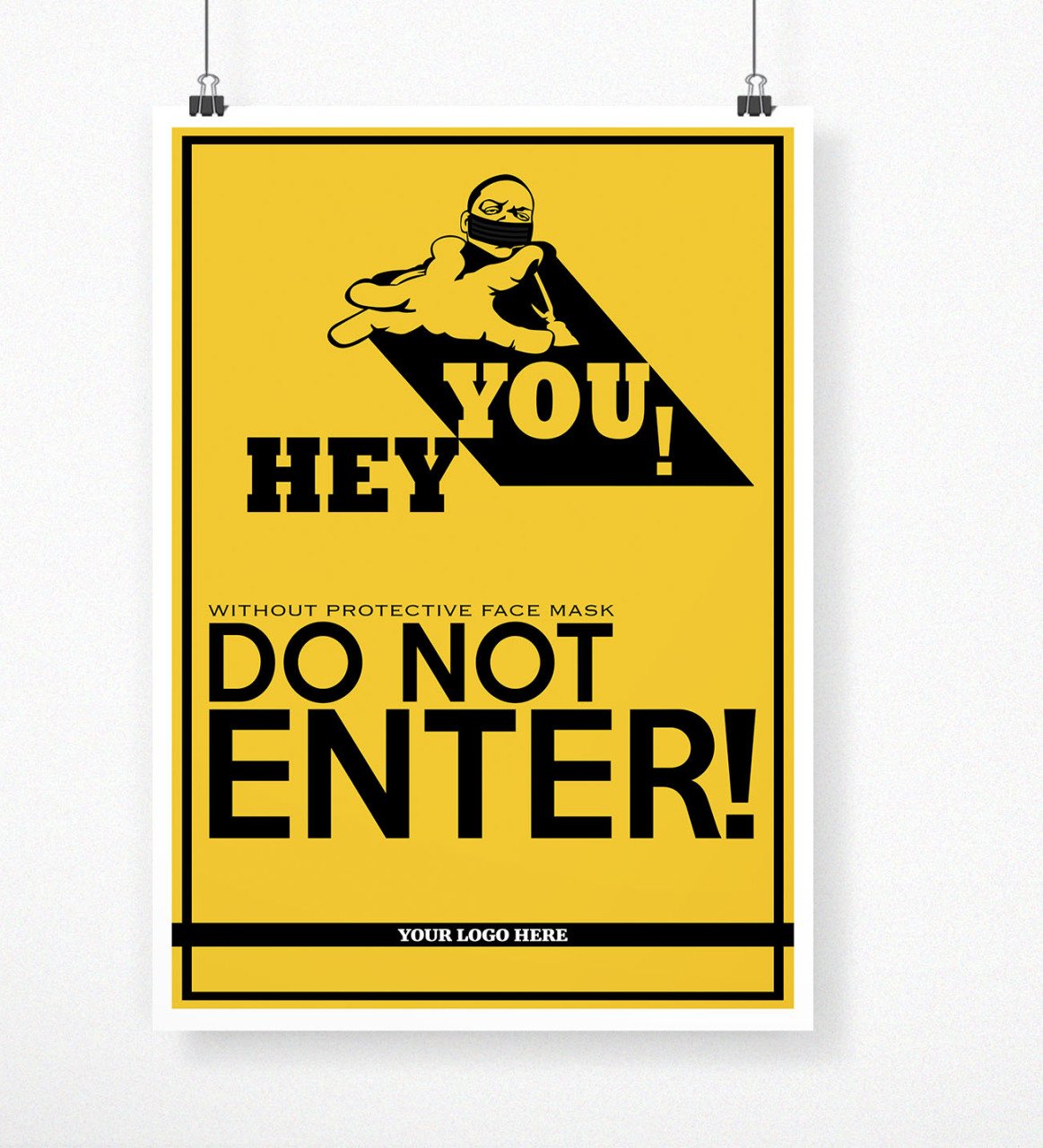 With Custom Logo Without Protective Face Mask Do Not Enter Poster-2 (50x70 cm)