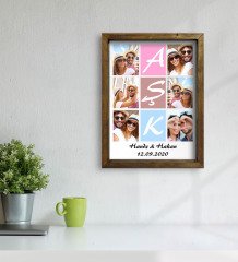 Kişiye Özel Aşk Temalı Doğal Masif Ahşap Çerçeveli Tablo 45x65cm-1